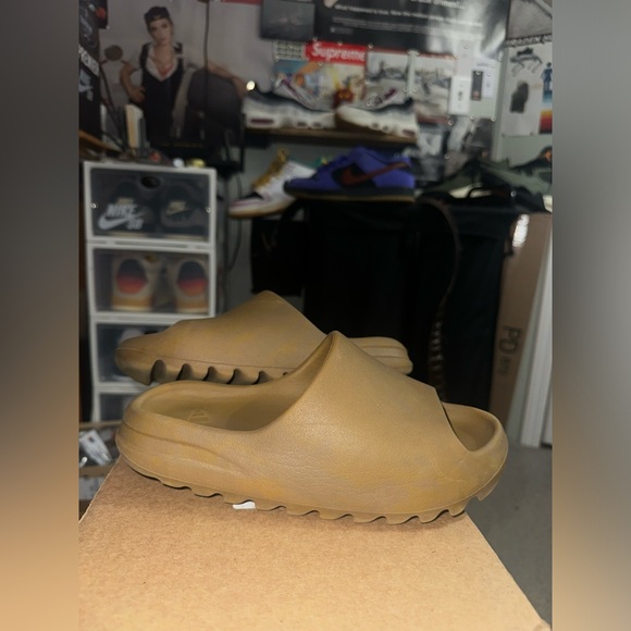 adidas gazelle silver green womens Yeezy Slide 'Ochre'